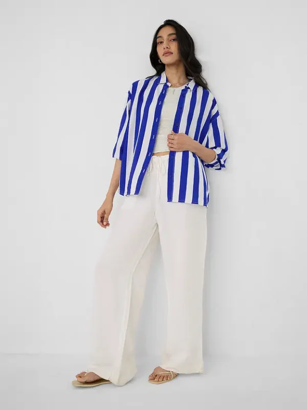 Stripes: Blue, White Women  Shirts
