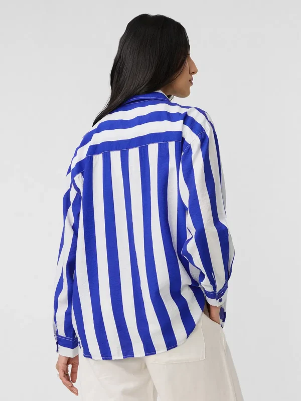 Stripes: Blue, White Women  Shirts - Image 5