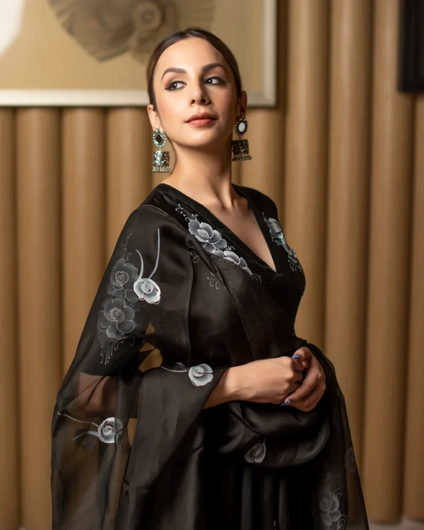 Women Black Handpainted Suit Set - Image 6