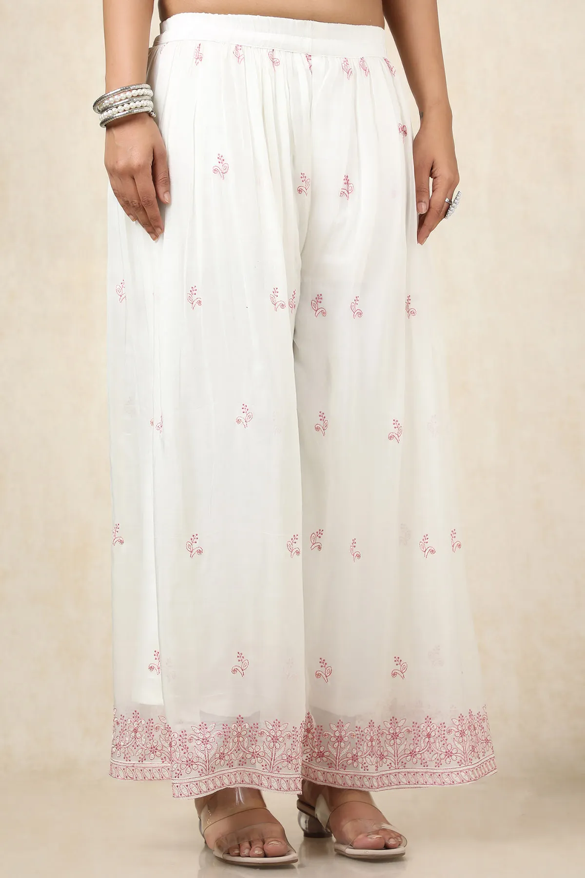 Women Pink Organza Sequined Embroidered Suit Set With Dupatta - Image 2